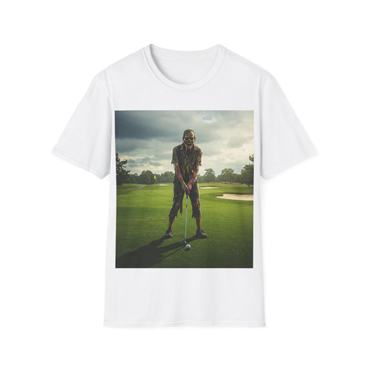 UK - Inspirational Golf Swing Apocalyptic Portrait Tee, bold, decaying zombie graphic