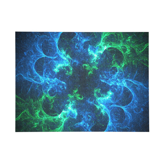 Vibrant Blue and Green Fractal Puzzle - 96 to 1000 Pieces - Perfect for Game Night and Family Fun