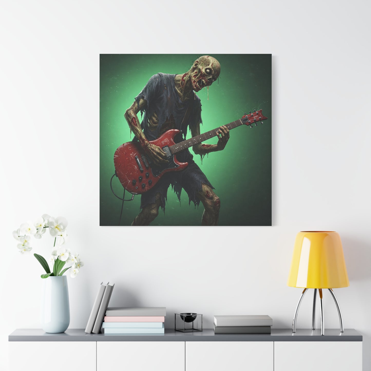 Zombie Rocker Canvas Wall Art - Edgy Decor for Music Lovers