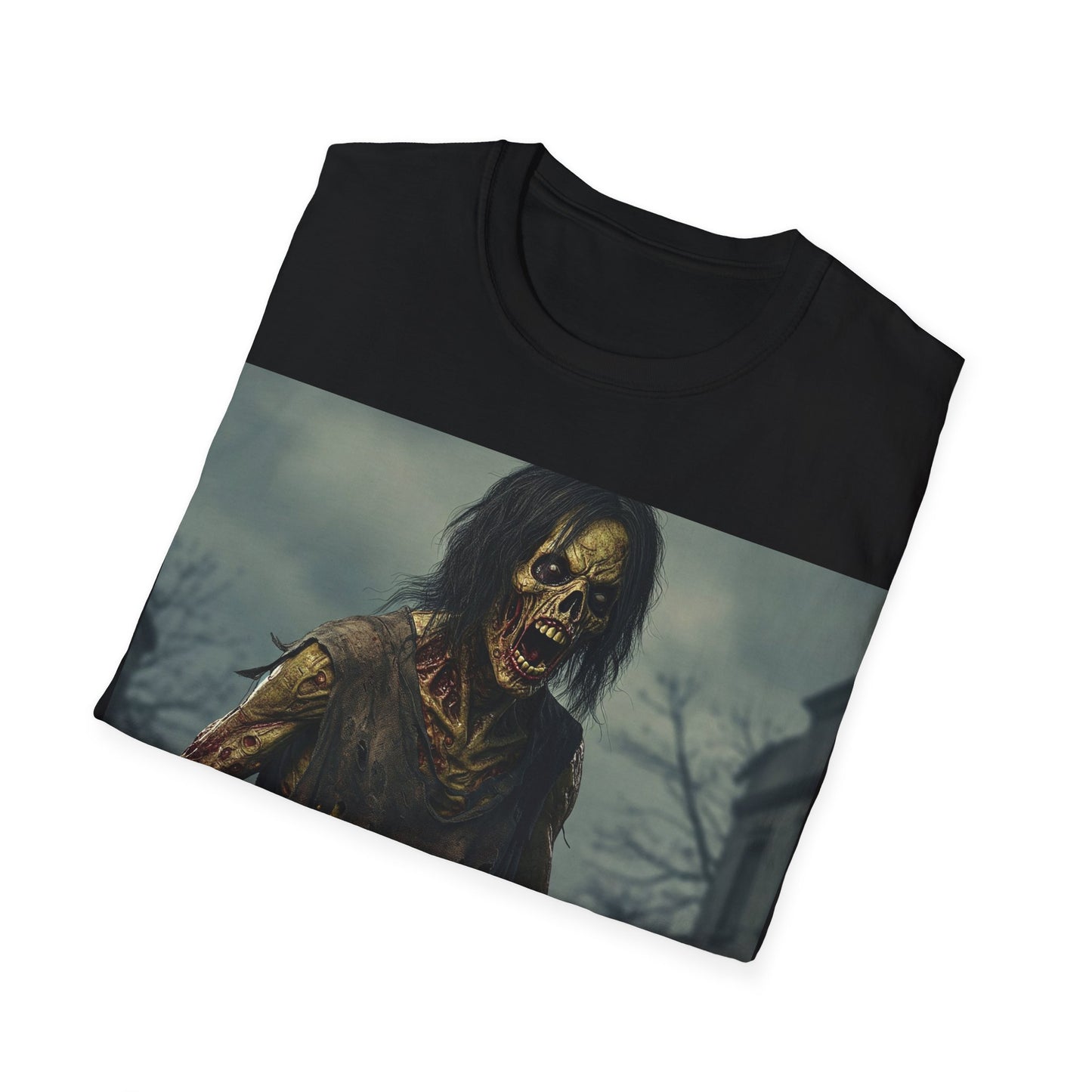 UK - Zombie Apocalyptic Portrait Tee, bold, decaying zombie graphic