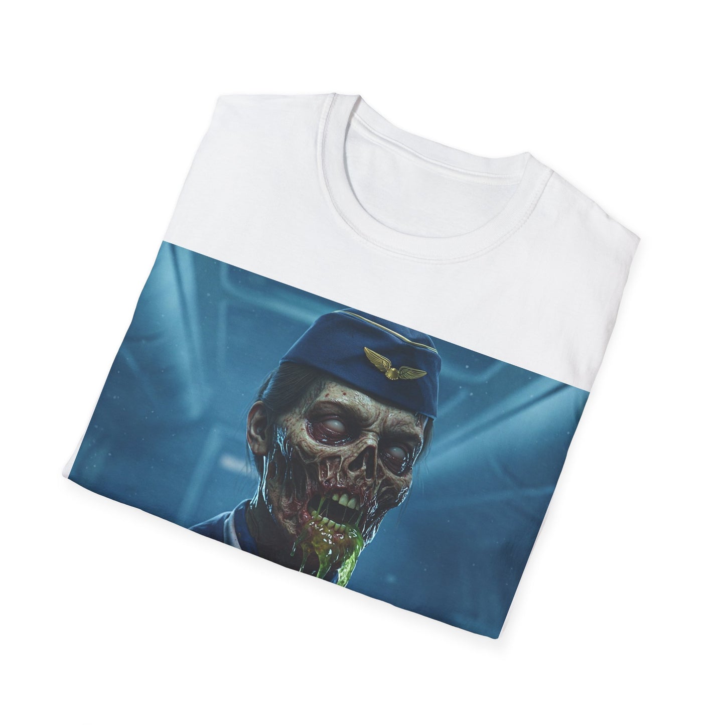 UK - Zombie Pilot Apocalyptic Portrait Tee, bold, decaying zombie graphic