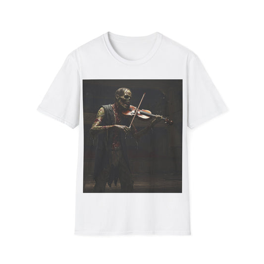 UK - Vintage Zombie Violinist Apocalyptic Portrait Tee, bold, decaying zombie graphic