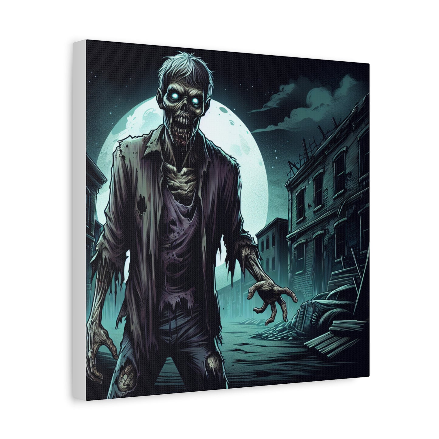 Zombie Moon Canvas Wall Art - Horror Decor for Halloween