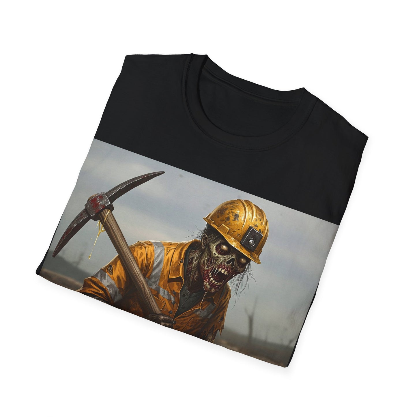UK - Zombie Miner Unisex Softstyle T-Shirt | Spooky Graphic Tee for Horror Fans