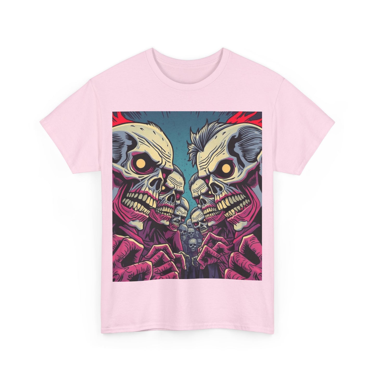 UK - Gothic Skull T-Shirt - Unisex Heavy Cotton Tee for Halloween and Punk Fans