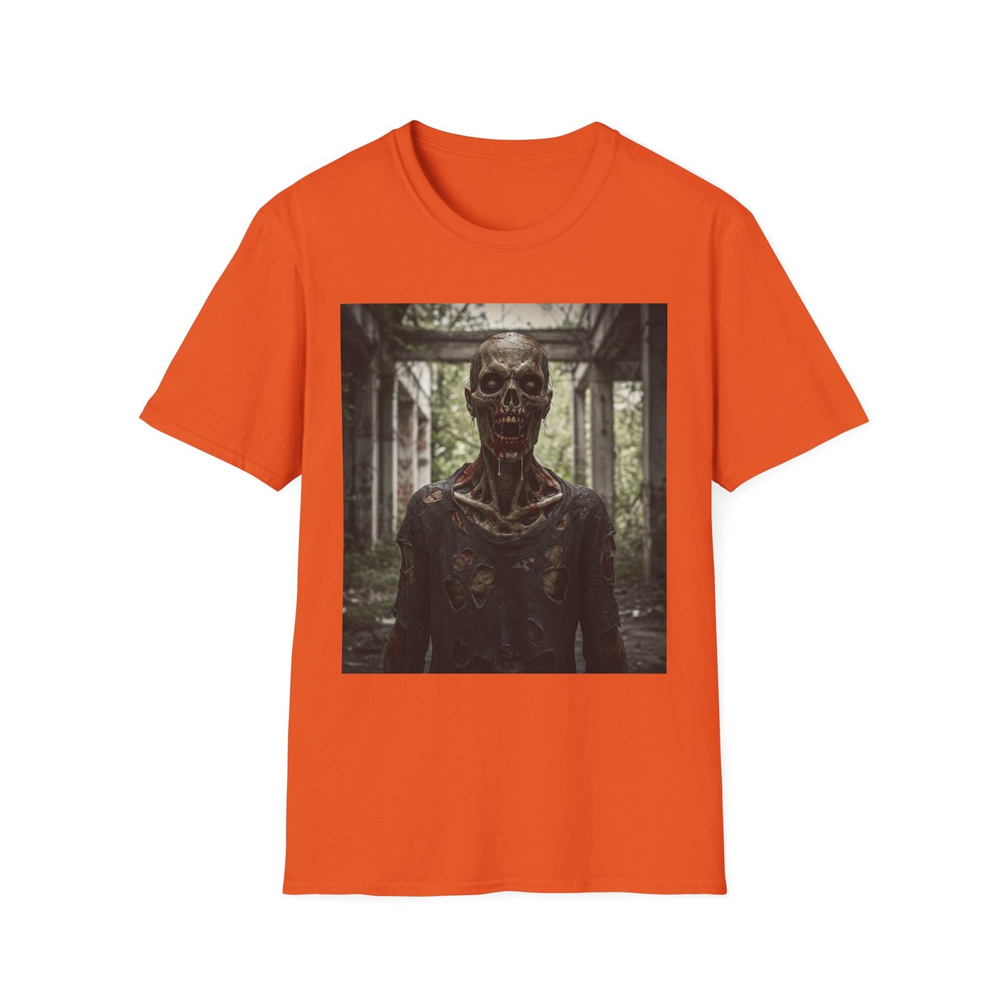 Apocalyptic Portrait Tee, bold, decaying zombie graphic