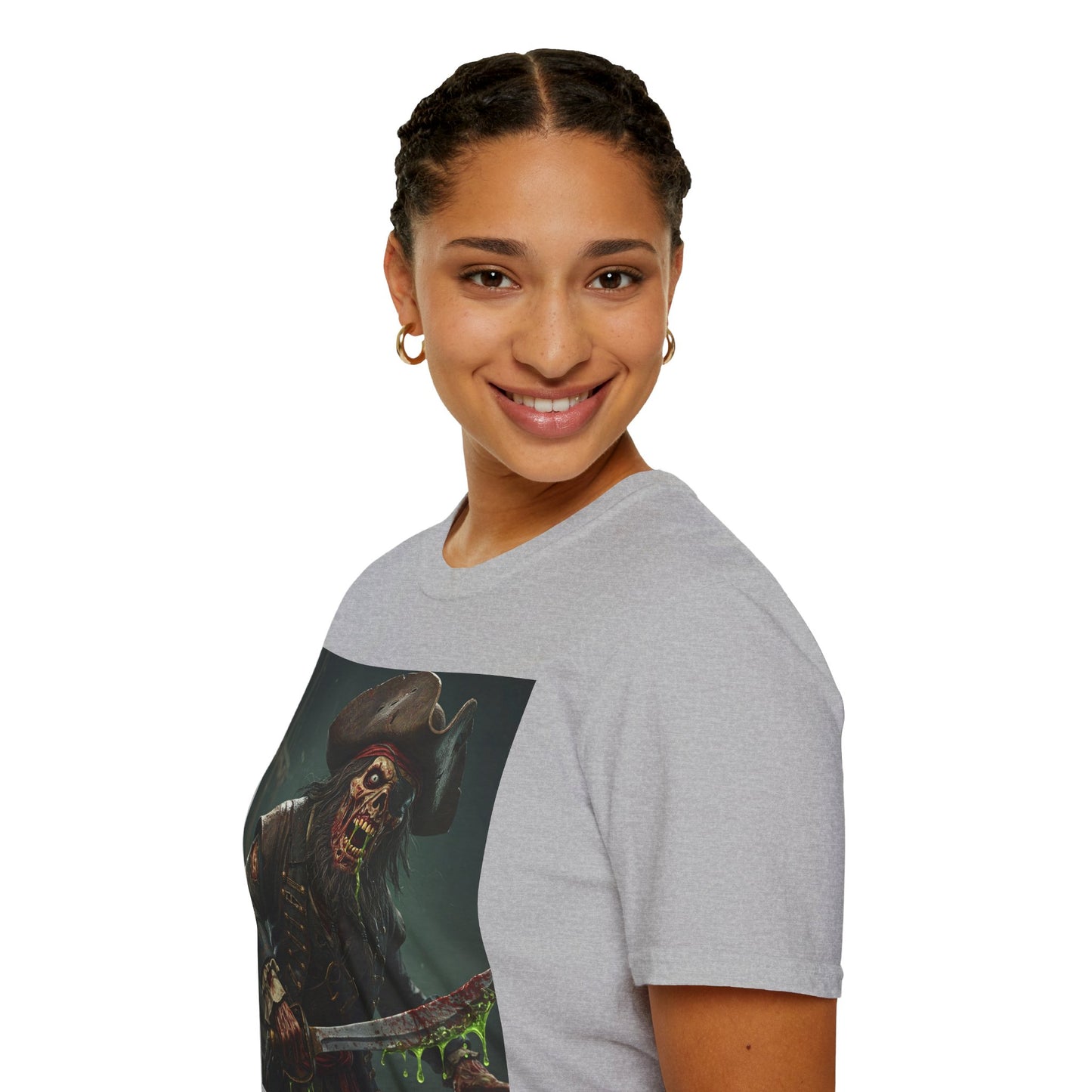 Zombie Pirate Graphic Unisex T-Shirt - Perfect for Halloween and Casual Wear