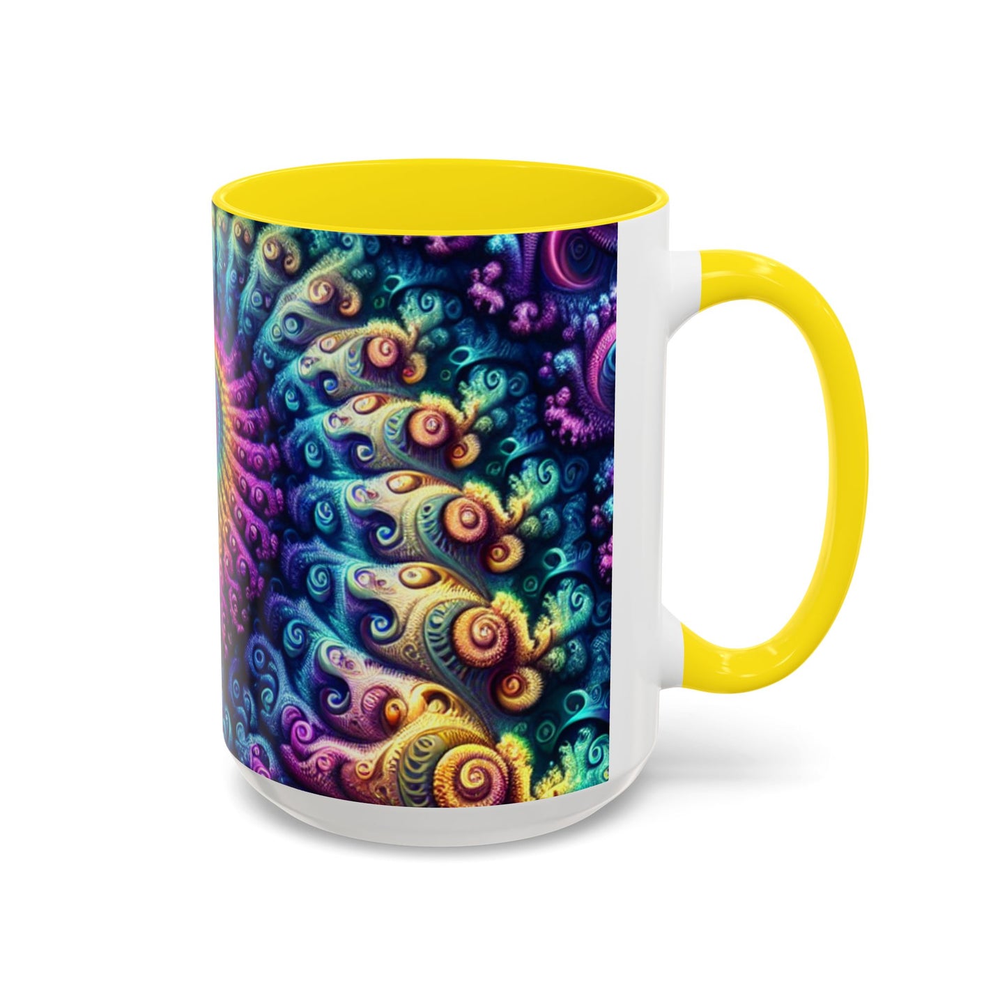 Colorful Spiral Accent Coffee Mug - 11 & 15oz - Ideal for Home & Gifts