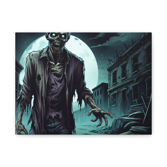 Zombie Moon Canvas Wall Art - Horror Decor for Halloween