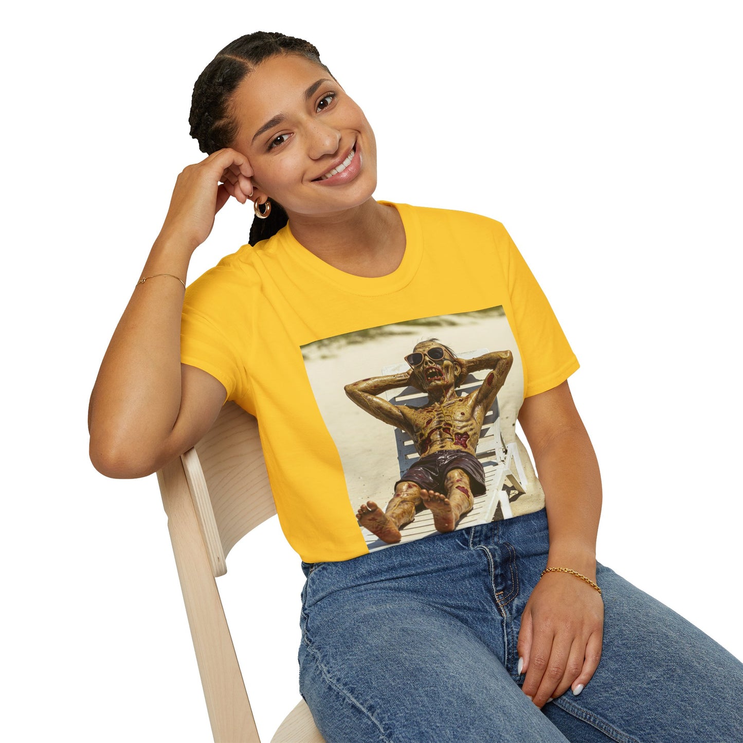 Chillin' Skeleton Unisex Softstyle T-Shirt - Perfect for Halloween & Casual Wear