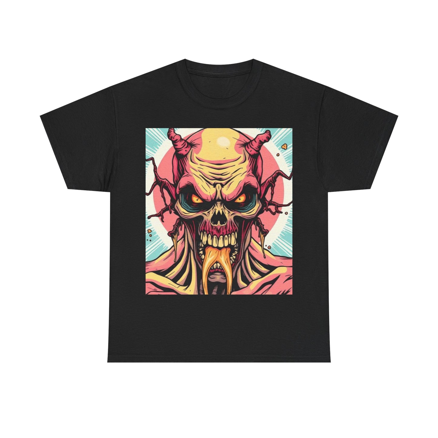 UK - Unisex Heavy Cotton Tee - Demon Skull Graphic Tee for Alternative Fashion Lovers
