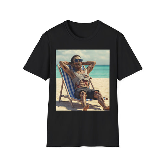 Chill Vibes Apocalyptic Portrait Tee, bold, decaying zombie graphic