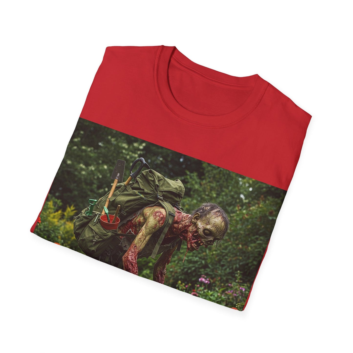 UK - Garden Zombie Unisex Softstyle T-Shirt - Perfect for Halloween and Horror Fans