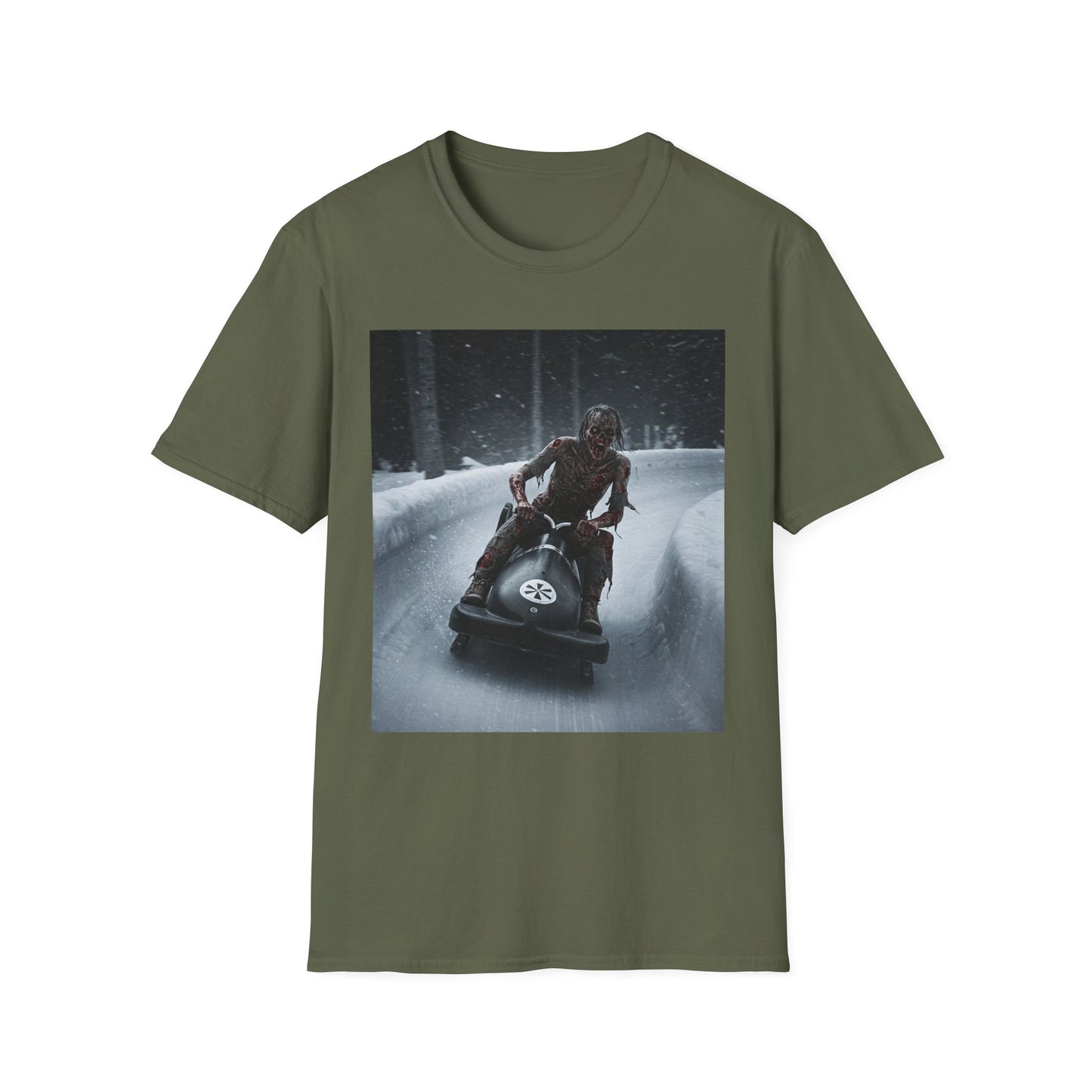 Chilling Winter Fun Apocalyptic Portrait Tee, bold, decaying zombie graphic