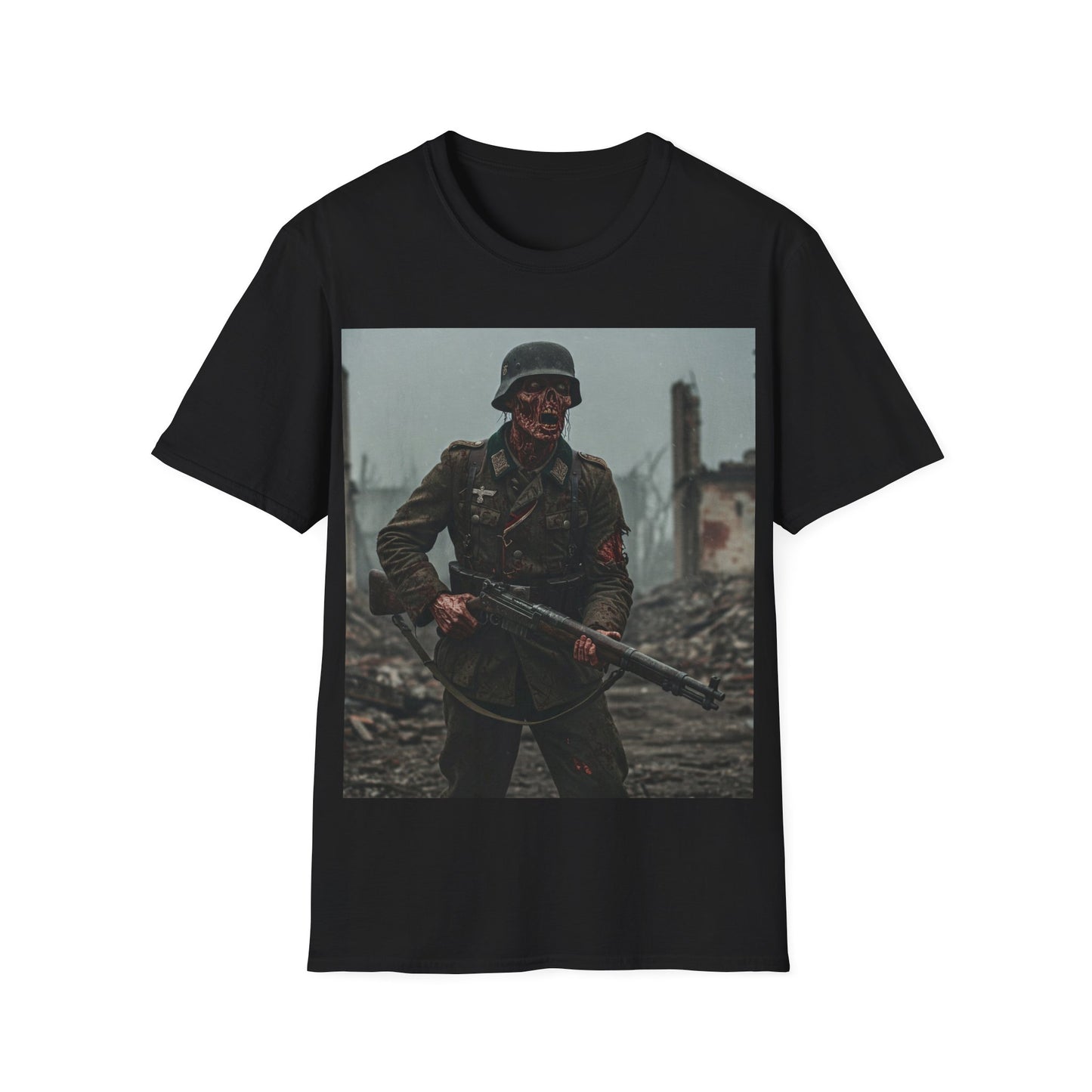 UK - Vintage Soldier Apocalyptic Portrait Tee, bold, decaying zombie graphic