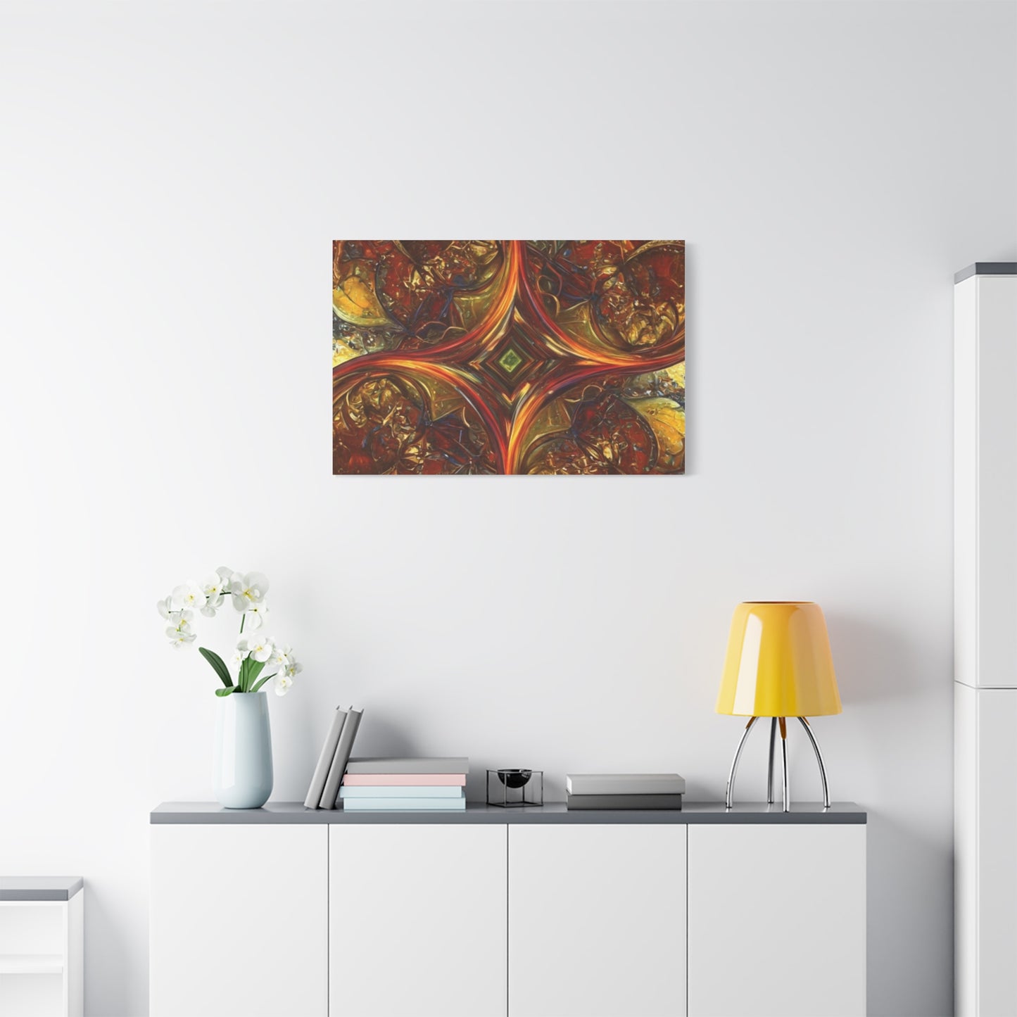 Abstract Art Matte Canvas Wall Decor - Vibrant Fractal Design, Colorful Home Accent
