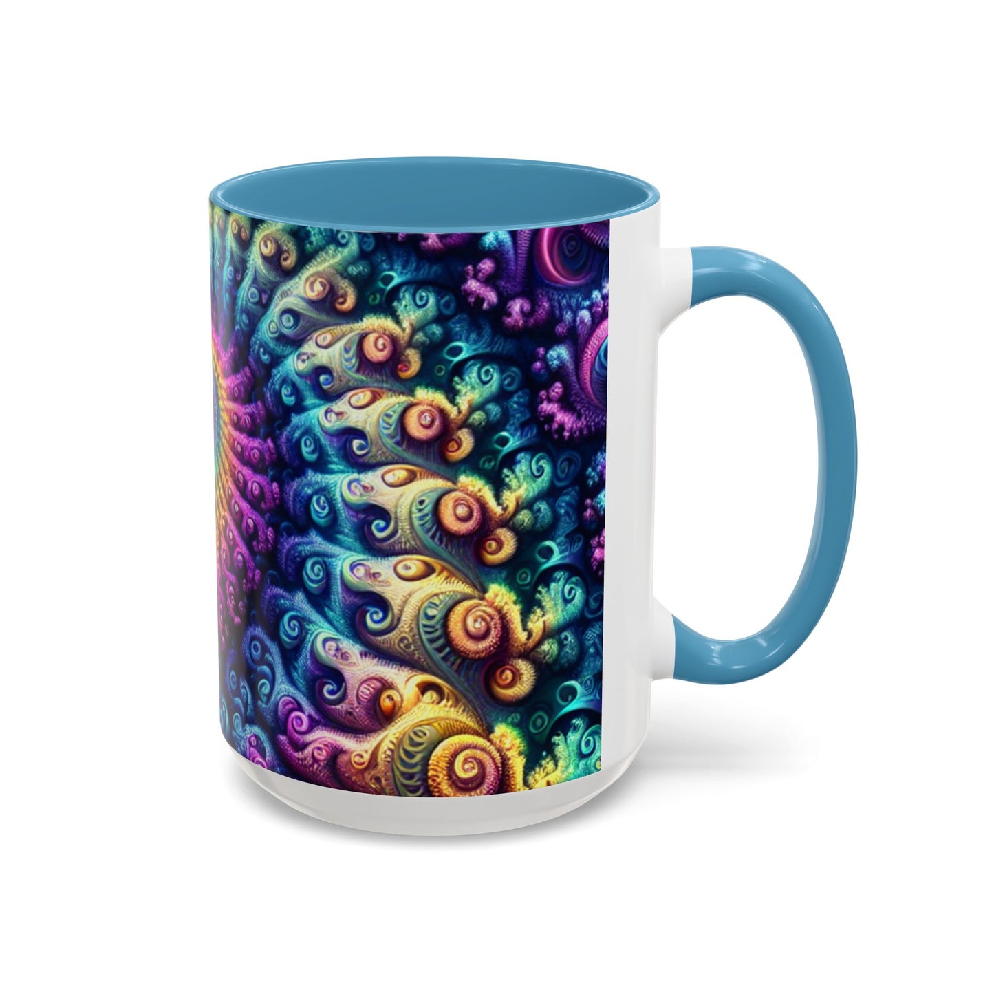 Colorful Spiral Accent Coffee Mug - 11 & 15oz - Ideal for Home & Gifts
