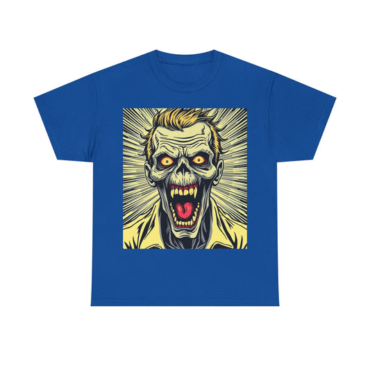 UK - Screaming Zombie Unisex Heavy Cotton Tee - Perfect for Halloween and Horror Fans