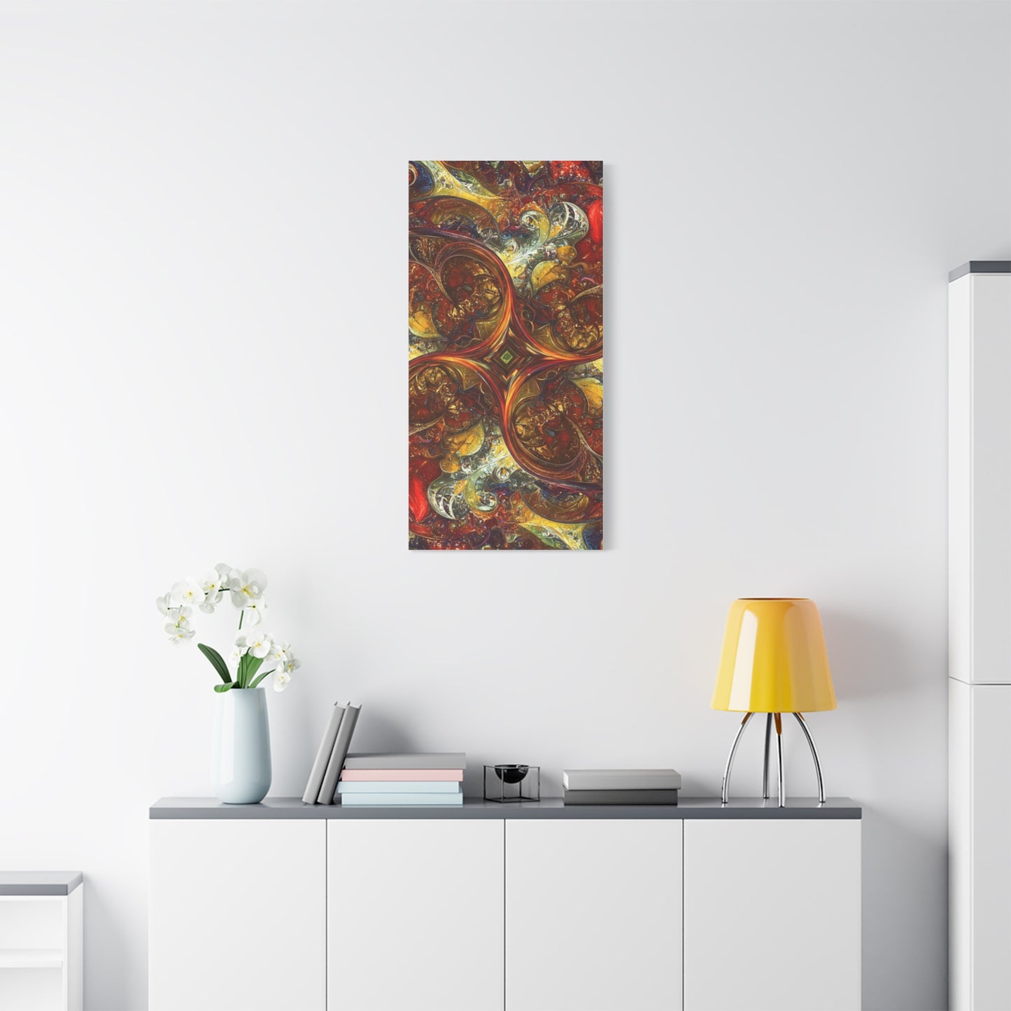 Abstract Art Matte Canvas Wall Decor - Vibrant Fractal Design, Colorful Home Accent