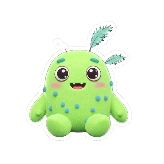 Cute Green Creature Kiss-Cut Stickers - Fun Waterproof Decals for Kids & Adults