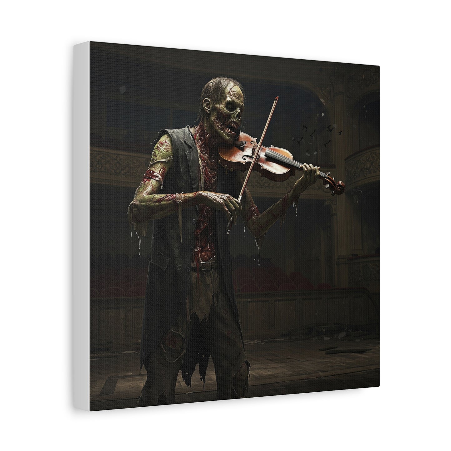 Zombie Violinist Canvas Wall Art - Spooky Home Decor for Halloween