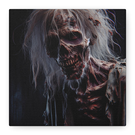 Creepy Zombie Wall Art Canvas - 12" Horror Decor