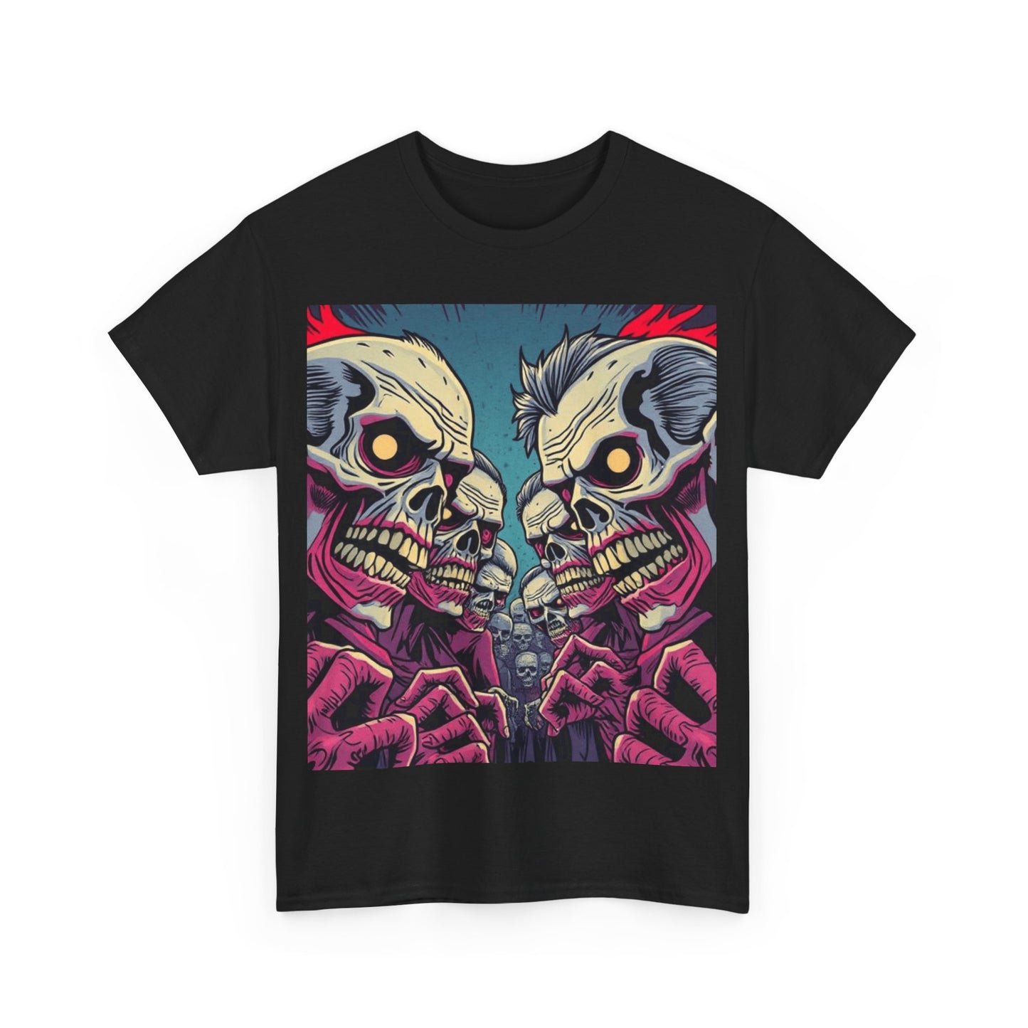 UK - Gothic Skull T-Shirt - Unisex Heavy Cotton Tee for Halloween and Punk Fans
