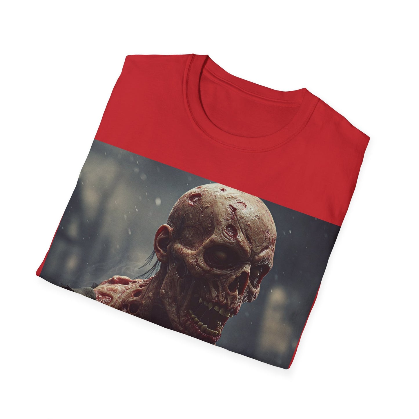 UK - Unisex Softstyle T-Shirt with Creepy Skeleton Design - Perfect for Halloween and Horror Fans