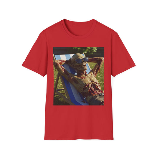 Chillin' Skeleton Unisex Softstyle T-Shirt | Funny Skeleton Beach Tee
