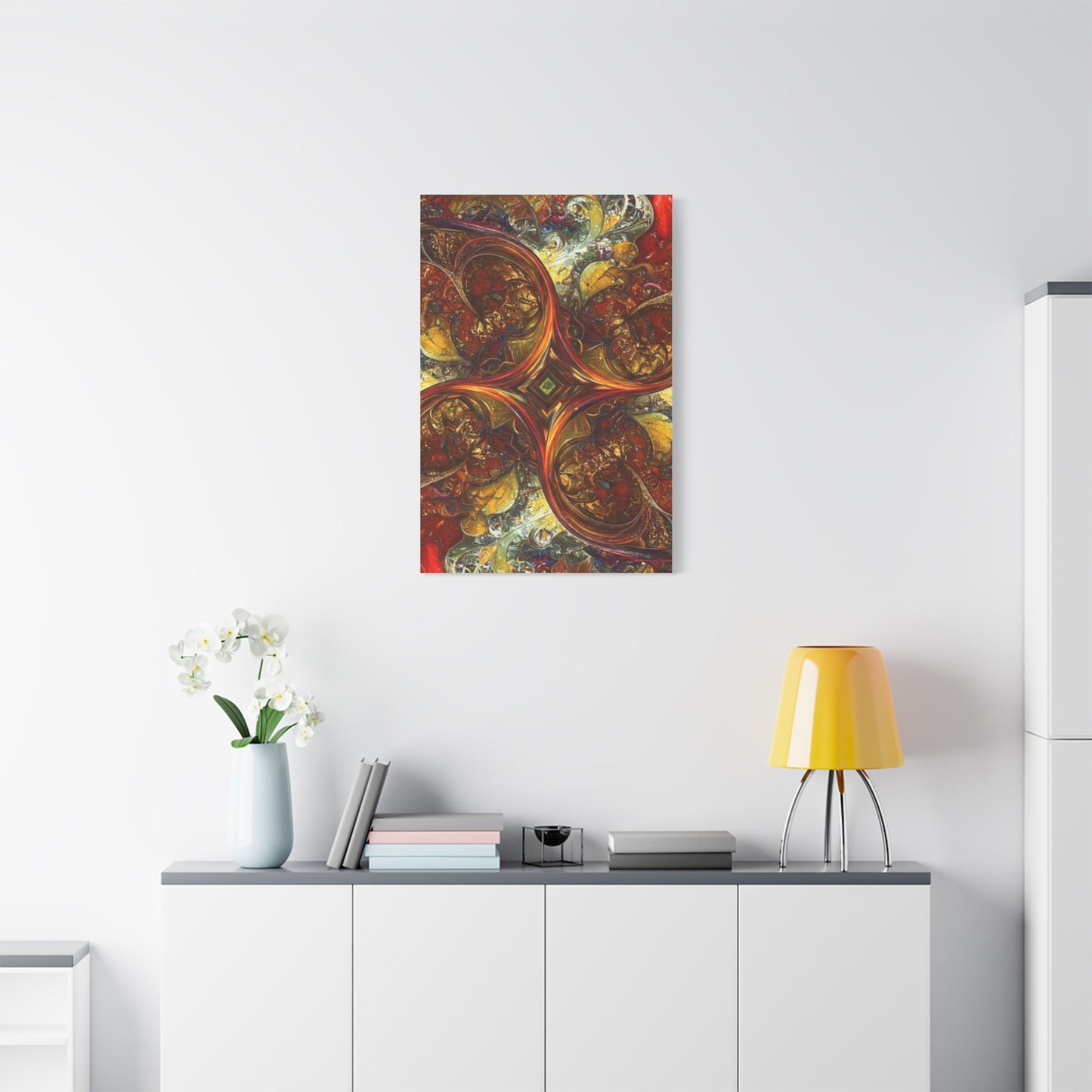 Abstract Art Matte Canvas Wall Decor - Vibrant Fractal Design, Colorful Home Accent