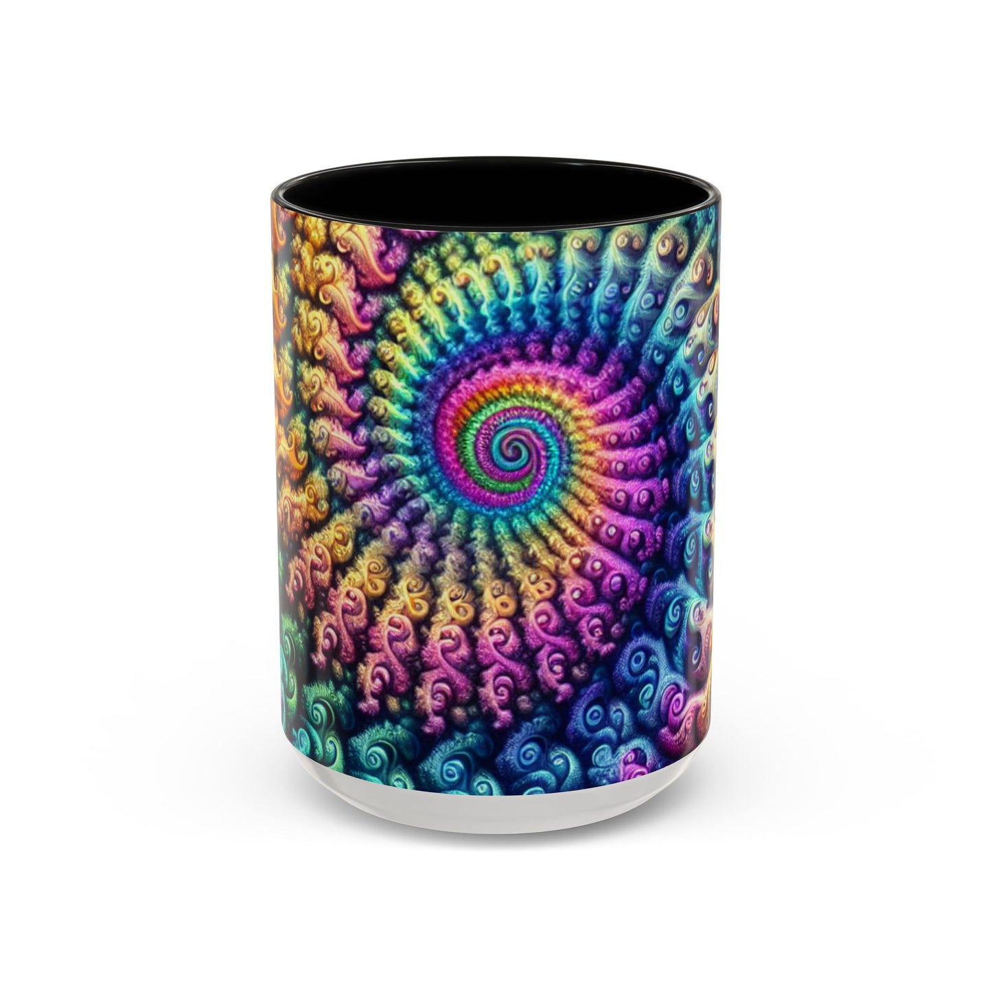 Colorful Spiral Accent Coffee Mug - 11 & 15oz - Ideal for Home & Gifts