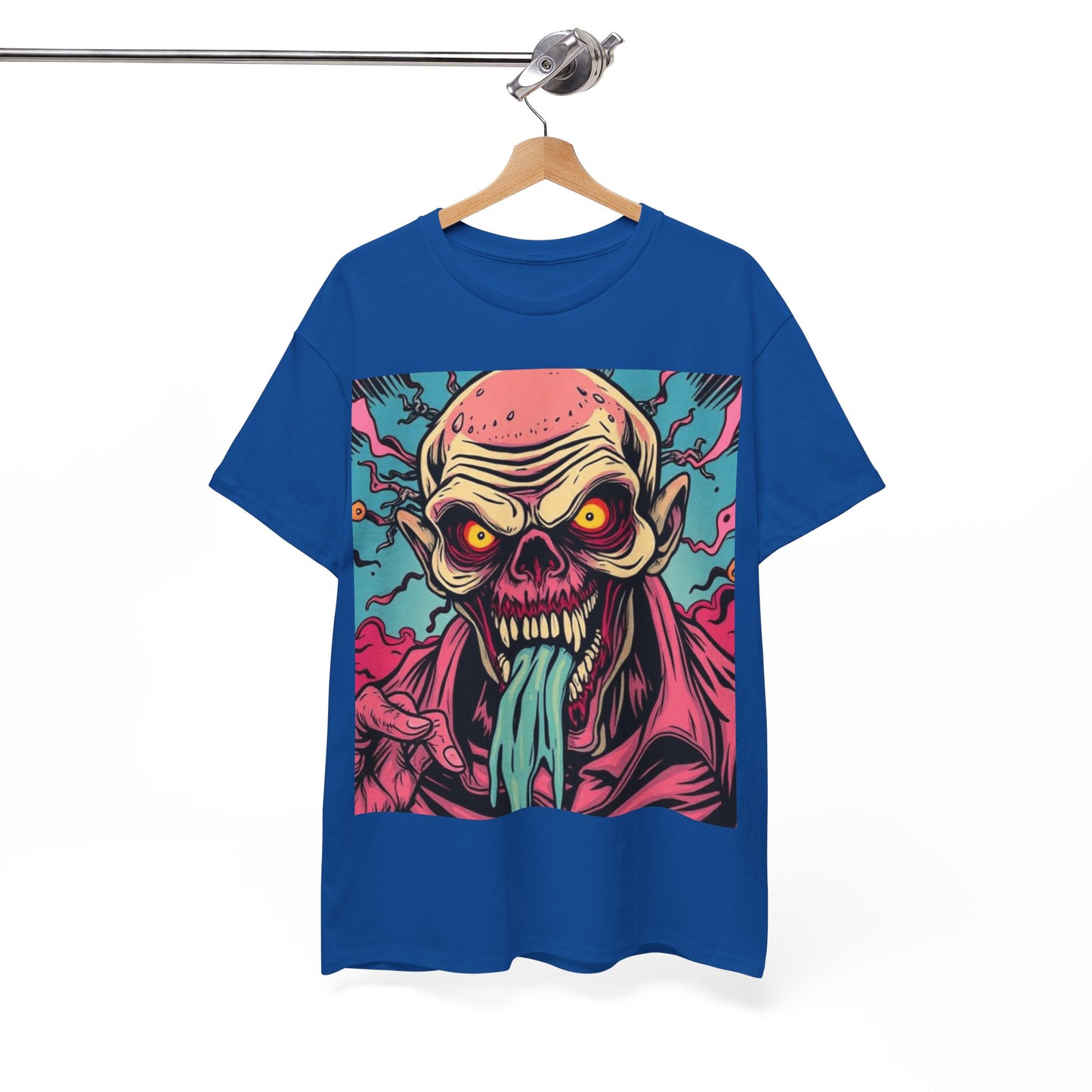 UK - Unisex Heavy Cotton Tee - Retro Zombie Design Graphic Tee for Halloween and Casual Wear