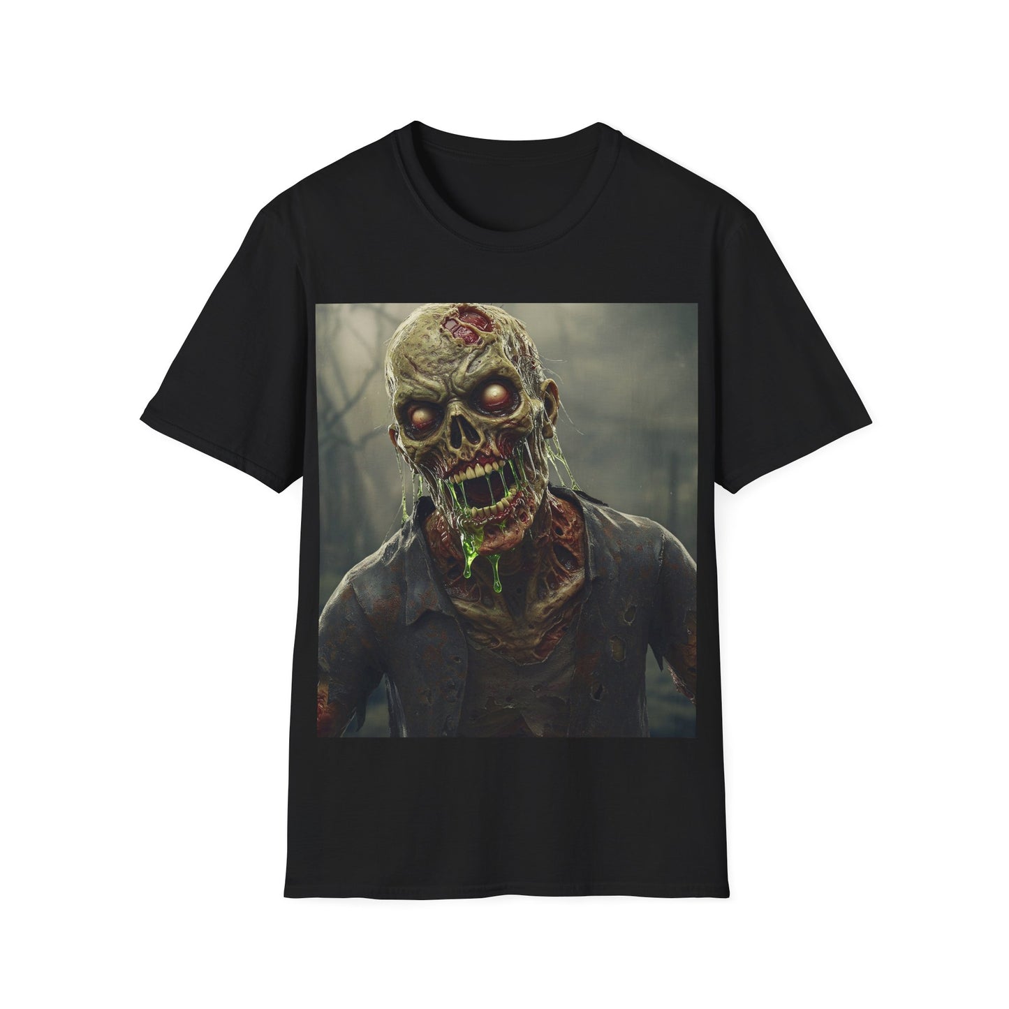 UK - Unisex Softstyle Zombie Graphic T-Shirt - Perfect for Halloween and Horror Fans