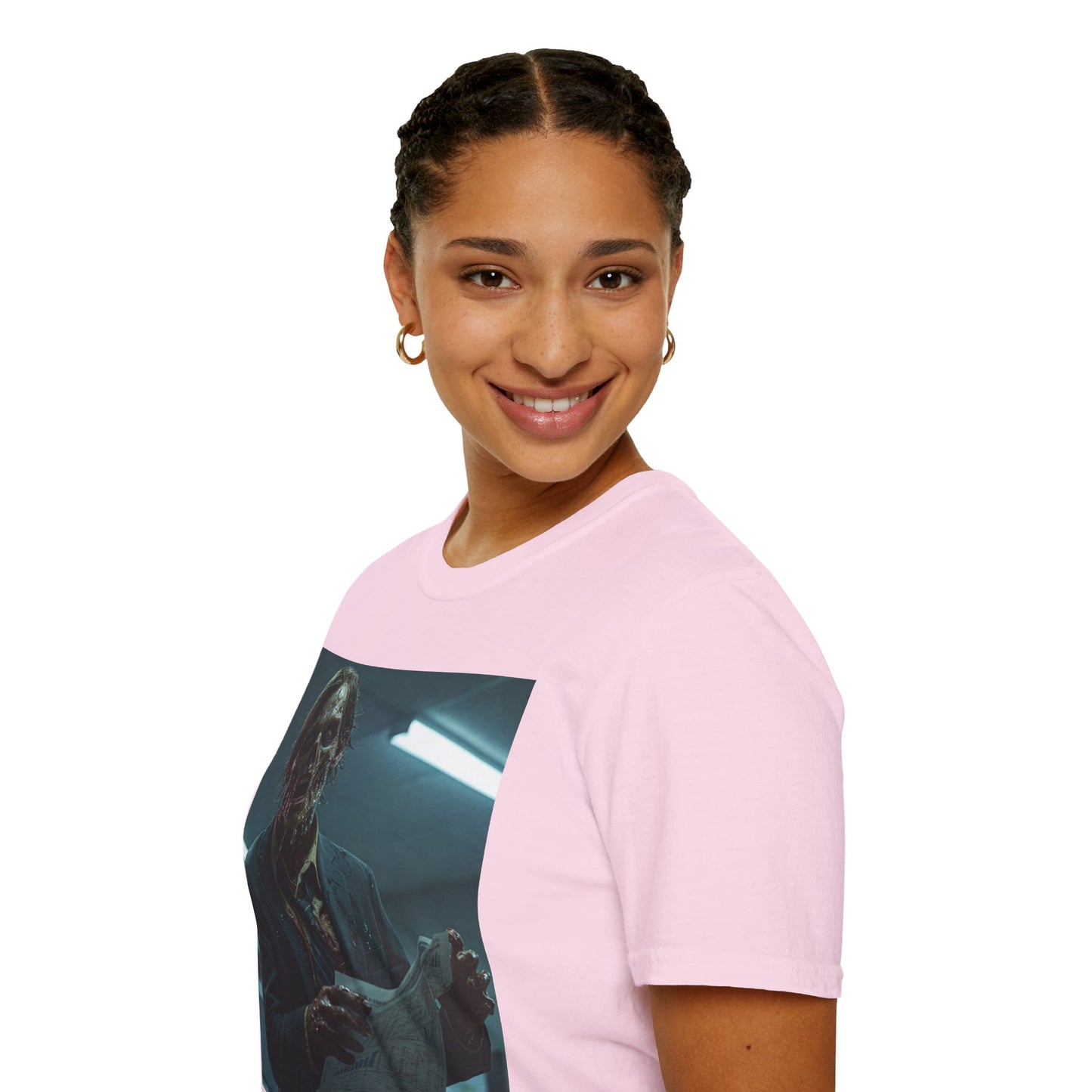 Zombie Horror Unisex Softstyle T-Shirt - Spooky Graphic Tee for Halloween and Horror Lovers