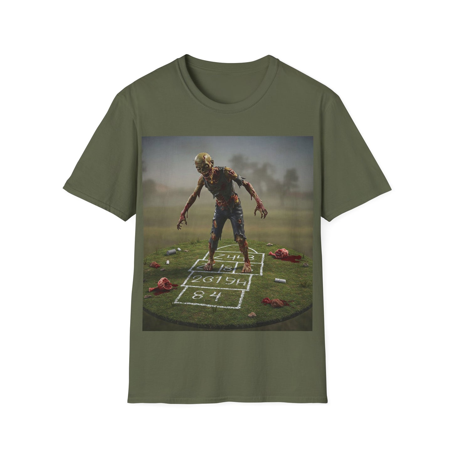 UK - Unisex Zombie Hopscotch T-Shirt - Perfect for Halloween or Casual Wear