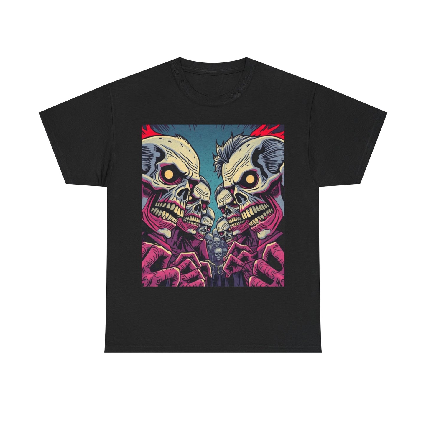 UK - Gothic Skull T-Shirt - Unisex Heavy Cotton Tee for Halloween and Punk Fans