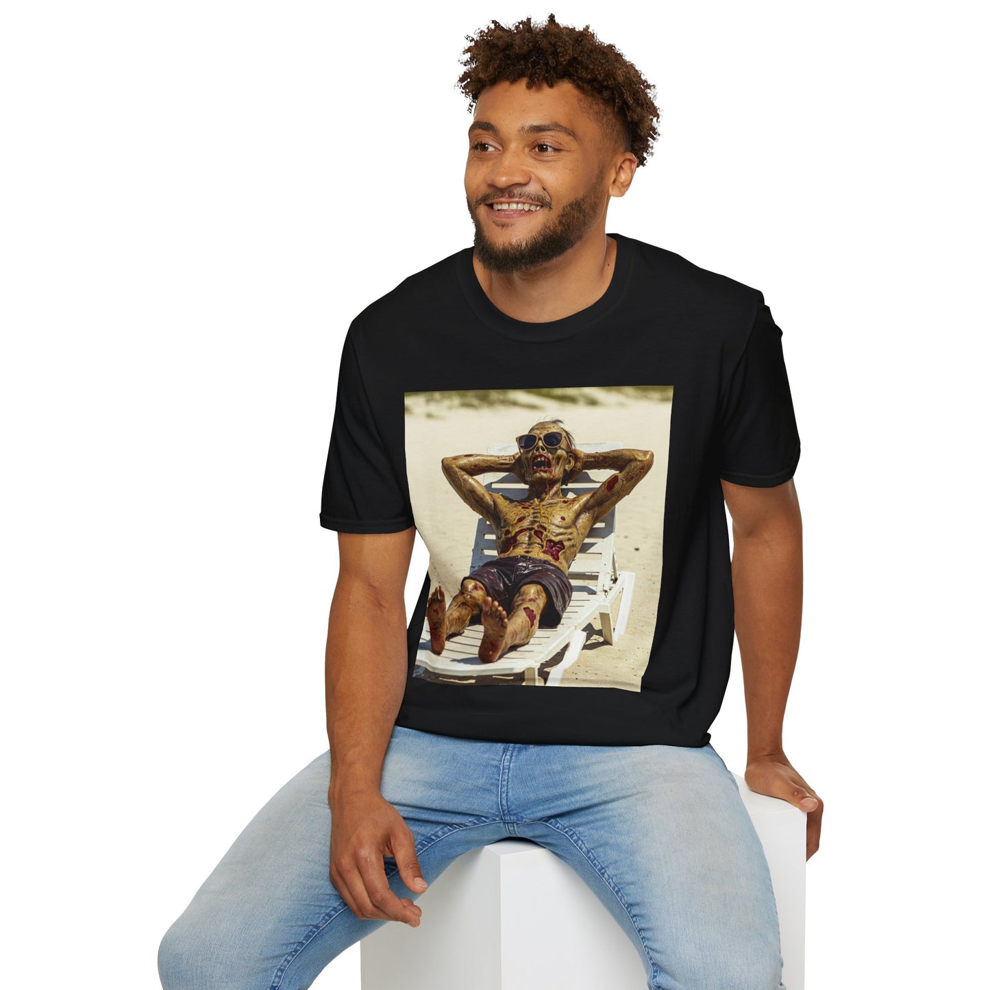Chillin' Skeleton Unisex Softstyle T-Shirt - Perfect for Halloween & Casual Wear
