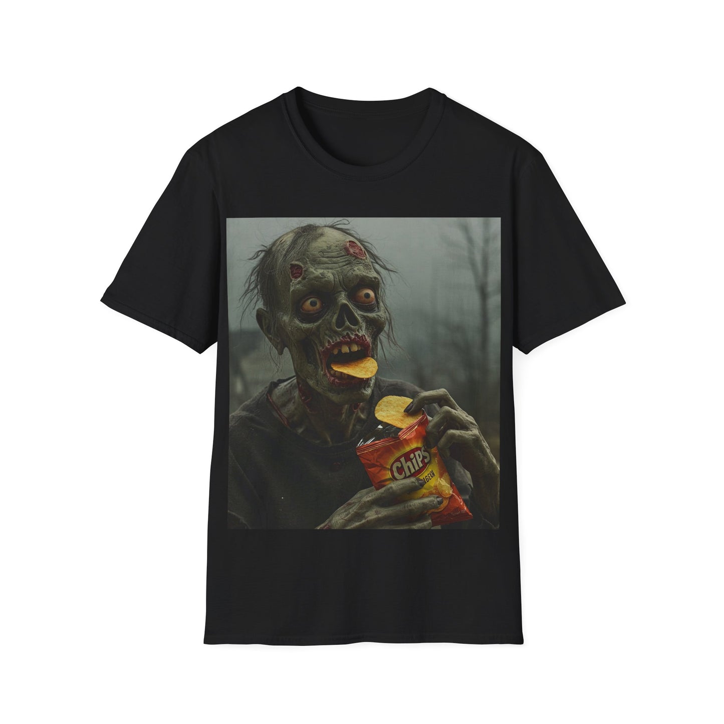 UK - Zombie Snack Unisex Softstyle T-Shirt - Perfect for Horror Fans & Halloween