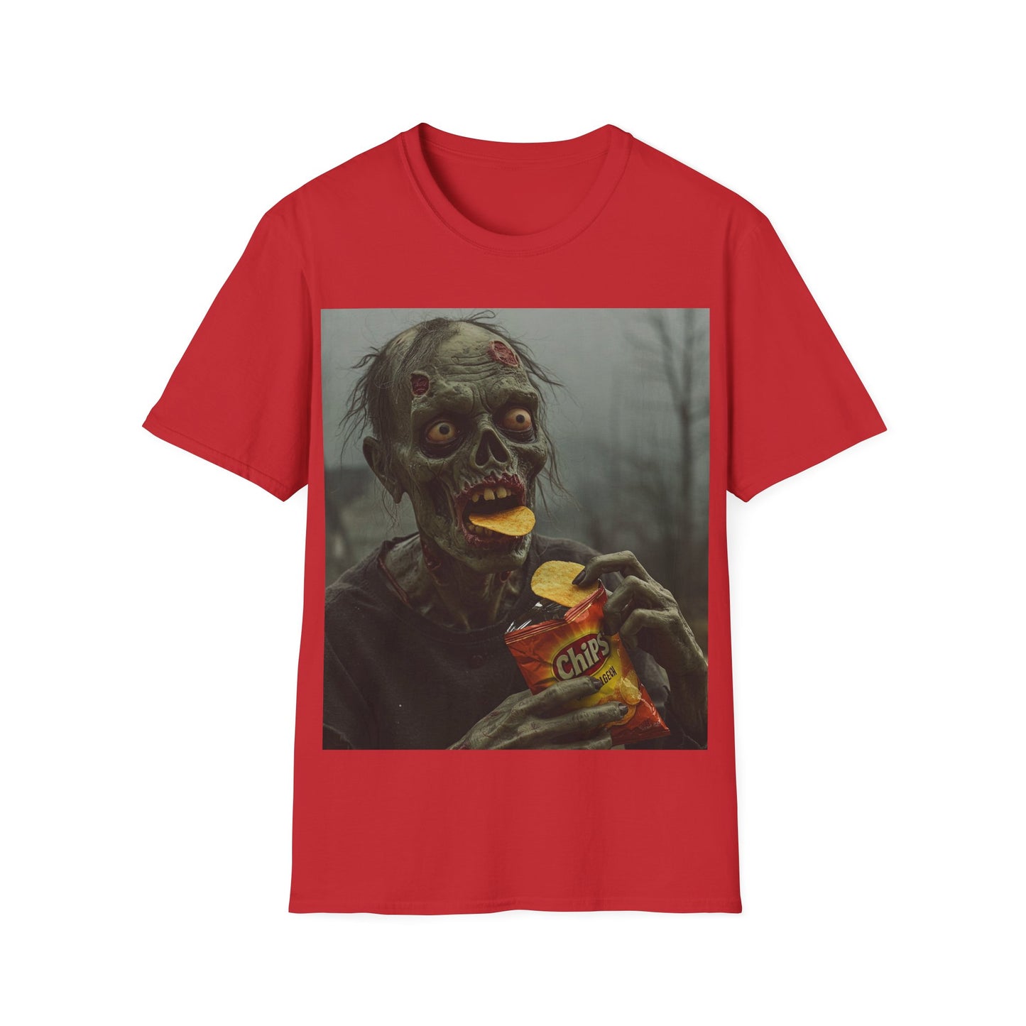 UK - Zombie Snack Unisex Softstyle T-Shirt - Perfect for Horror Fans & Halloween