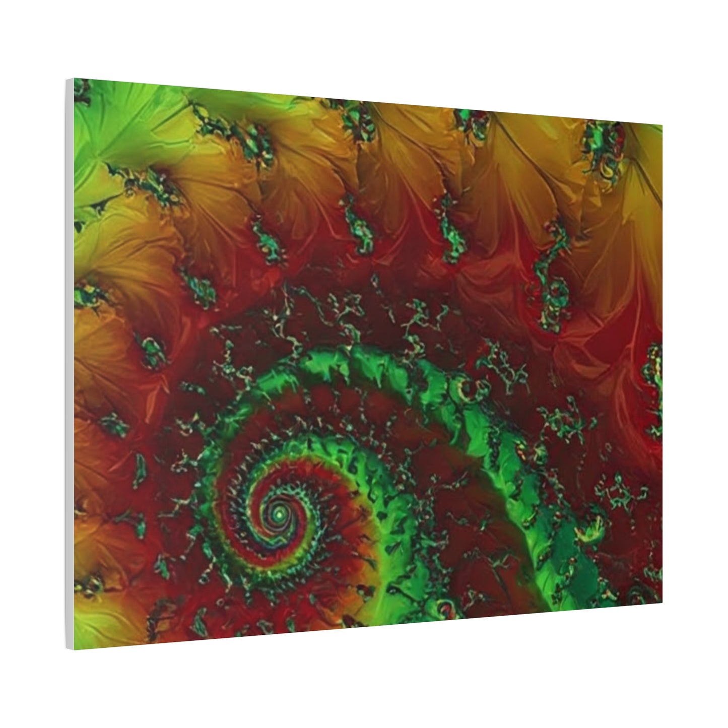 Vibrant Fractal Art Canvas - Green and Red Abstract Wall Decor