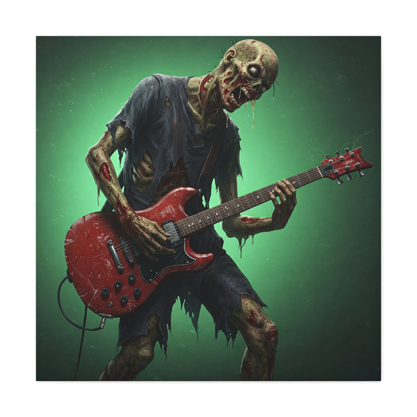 Zombie Rocker Canvas Wall Art - Edgy Decor for Music Lovers