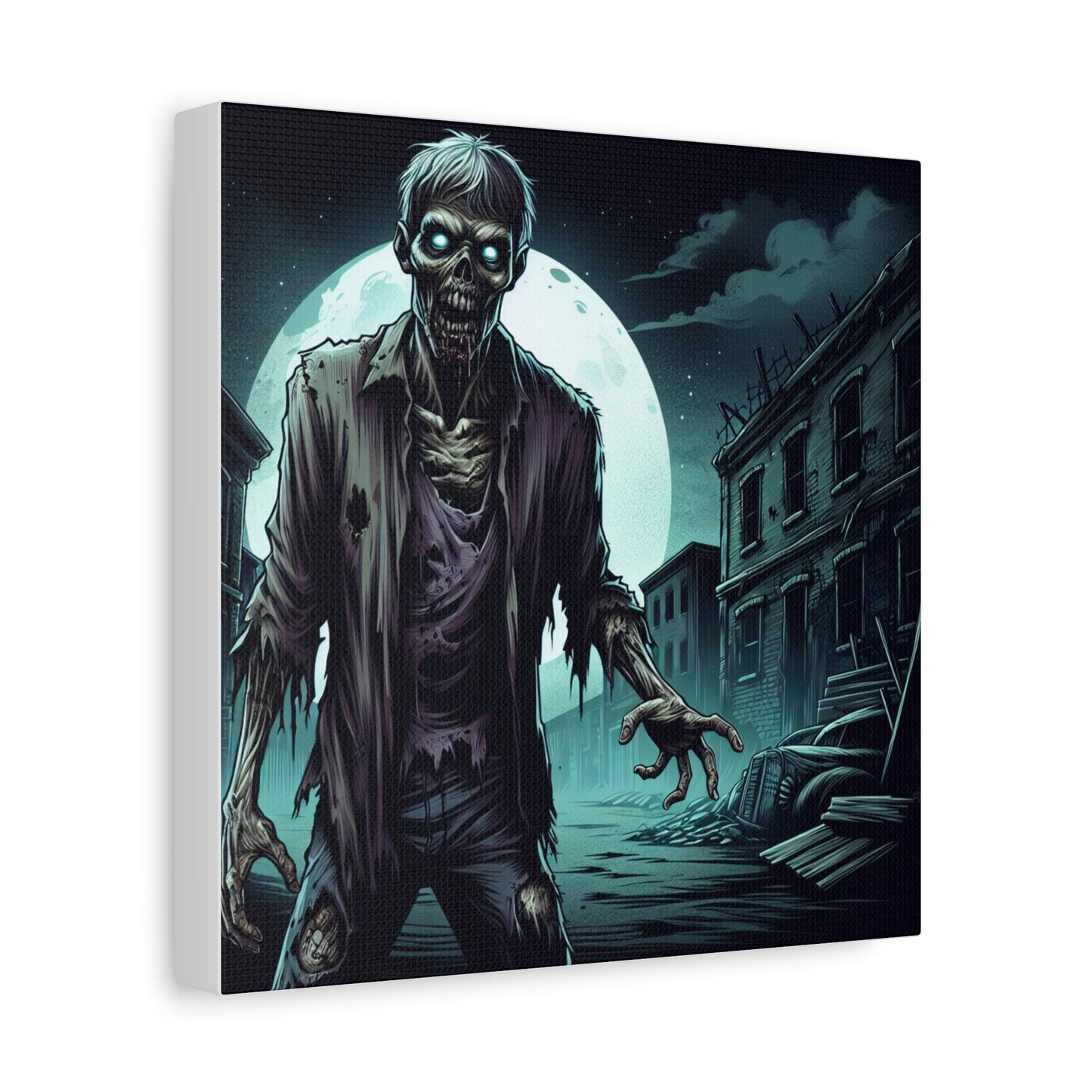 Zombie Moon Canvas Wall Art - Horror Decor for Halloween