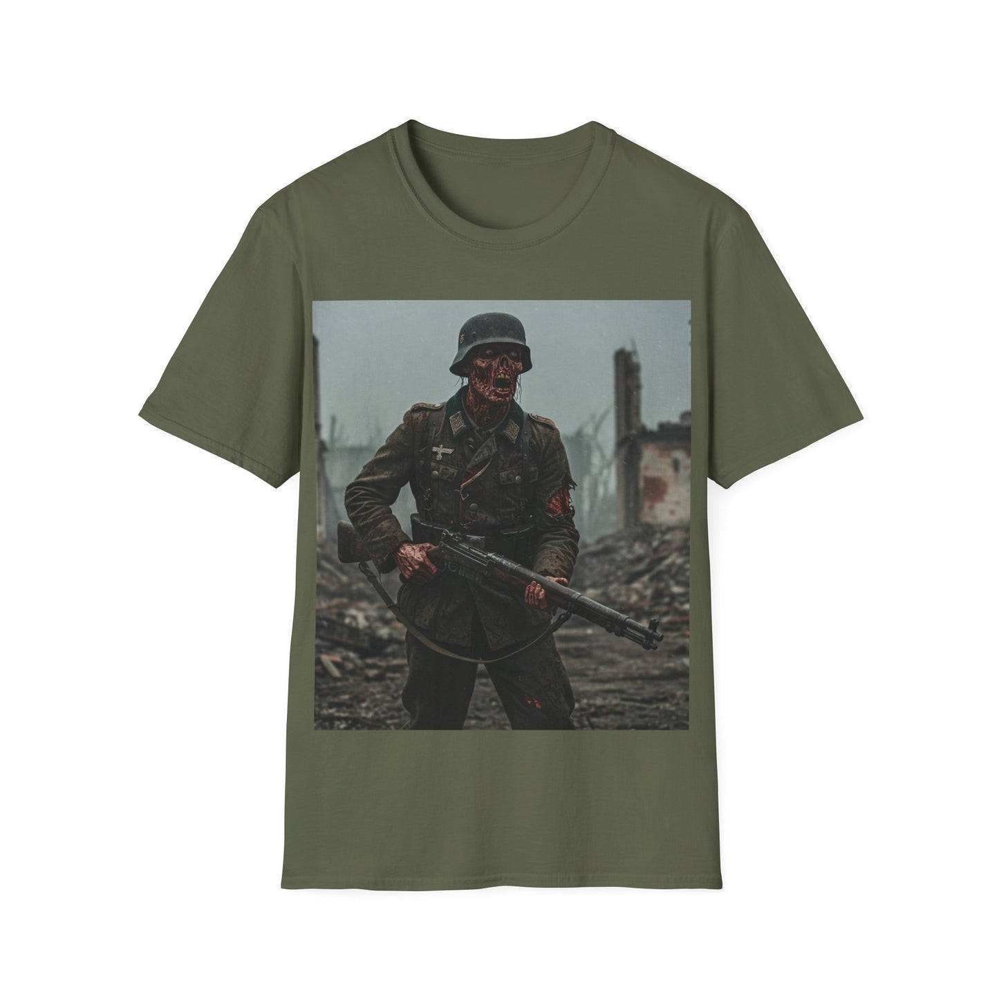 UK - Vintage Soldier Apocalyptic Portrait Tee, bold, decaying zombie graphic