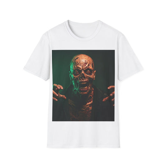 UK - Horror-Themed Apocalyptic Portrait Tee, bold, decaying zombie graphic