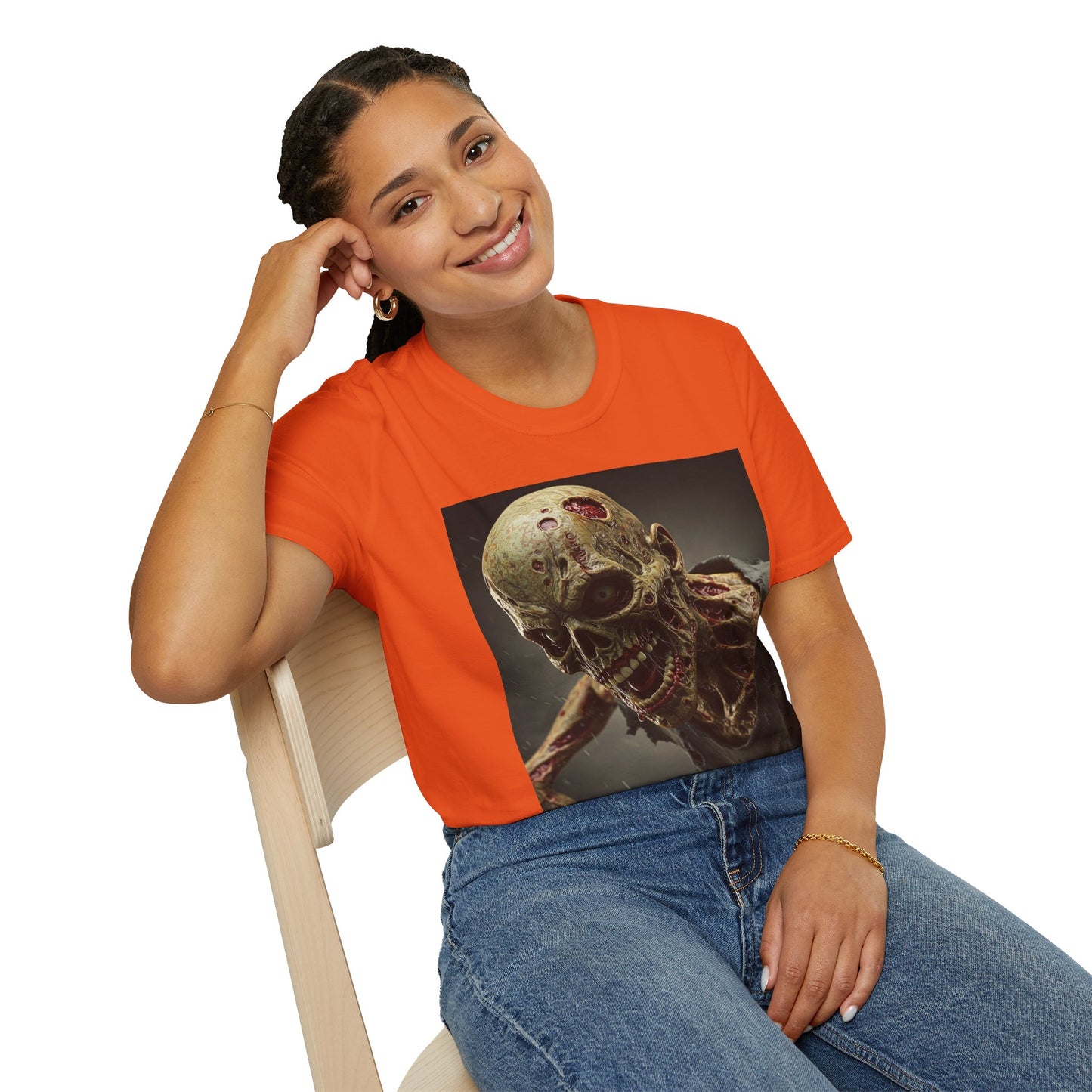 Zombie Skull Unisex Softstyle T-Shirt - Spooky Halloween Tee