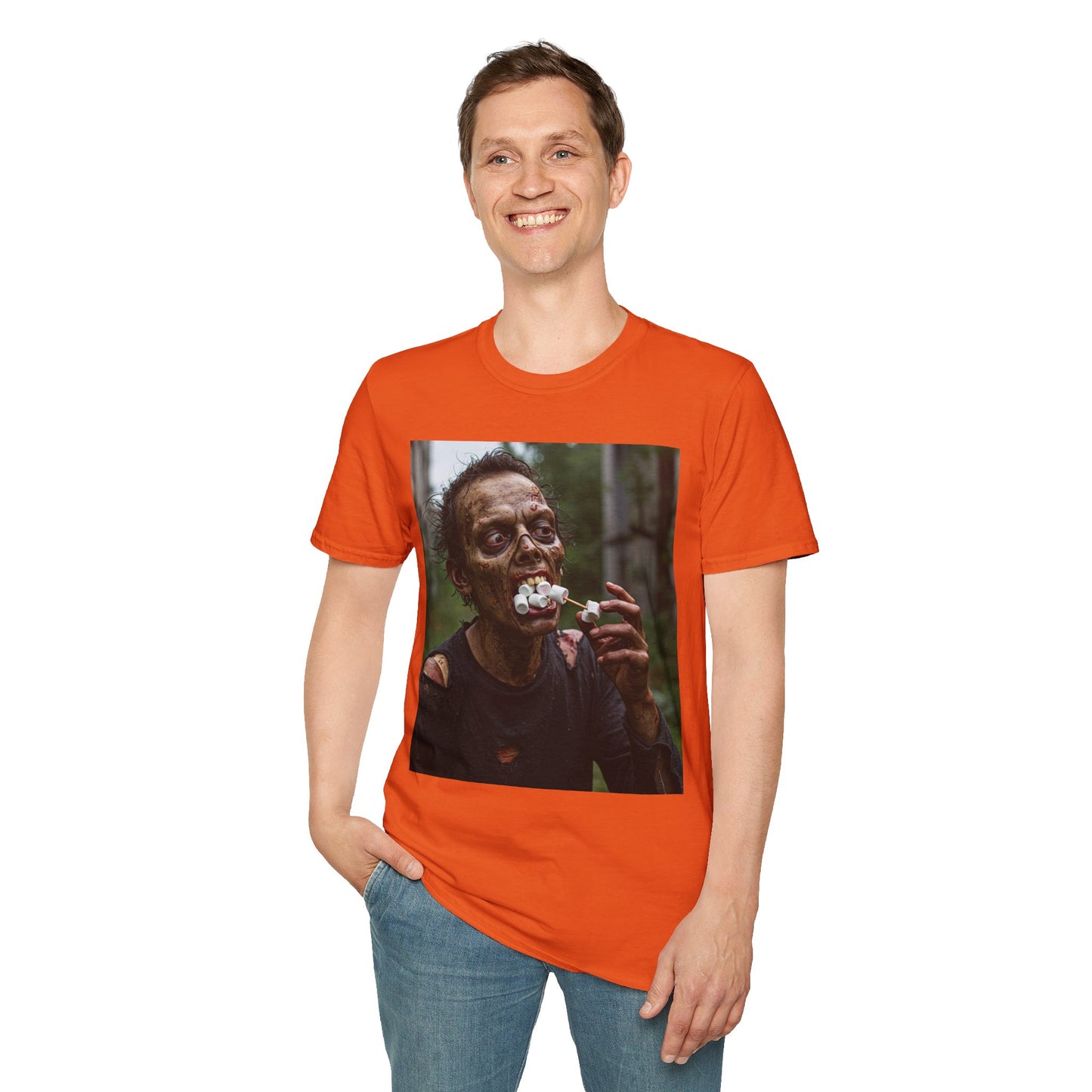 Zombie Themed Unisex Softstyle T-Shirt - Perfect for Halloween and Horror Fans