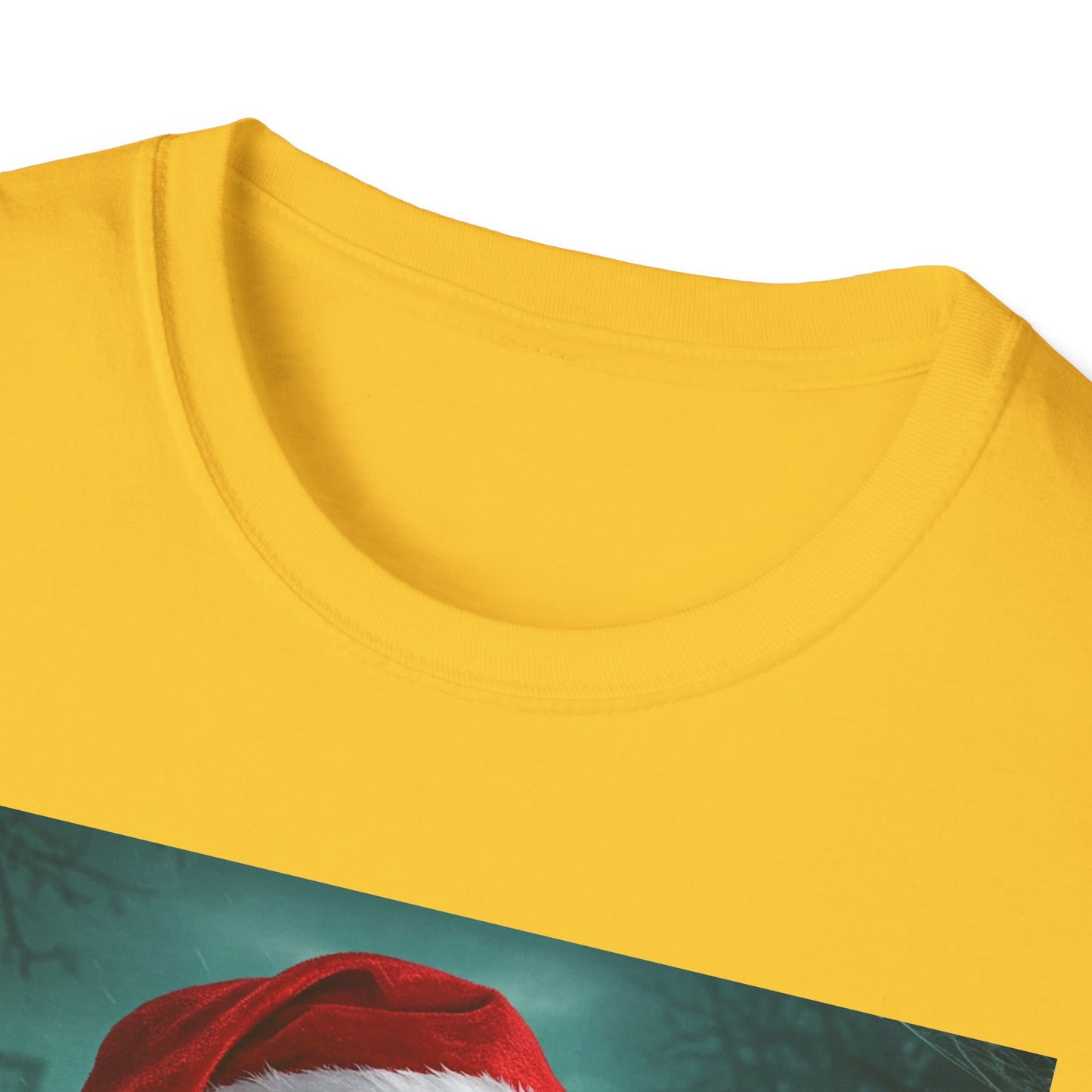 Cat Funny Santa Skeleton Apocalyptic Portrait Tee, bold, decaying zombie graphic