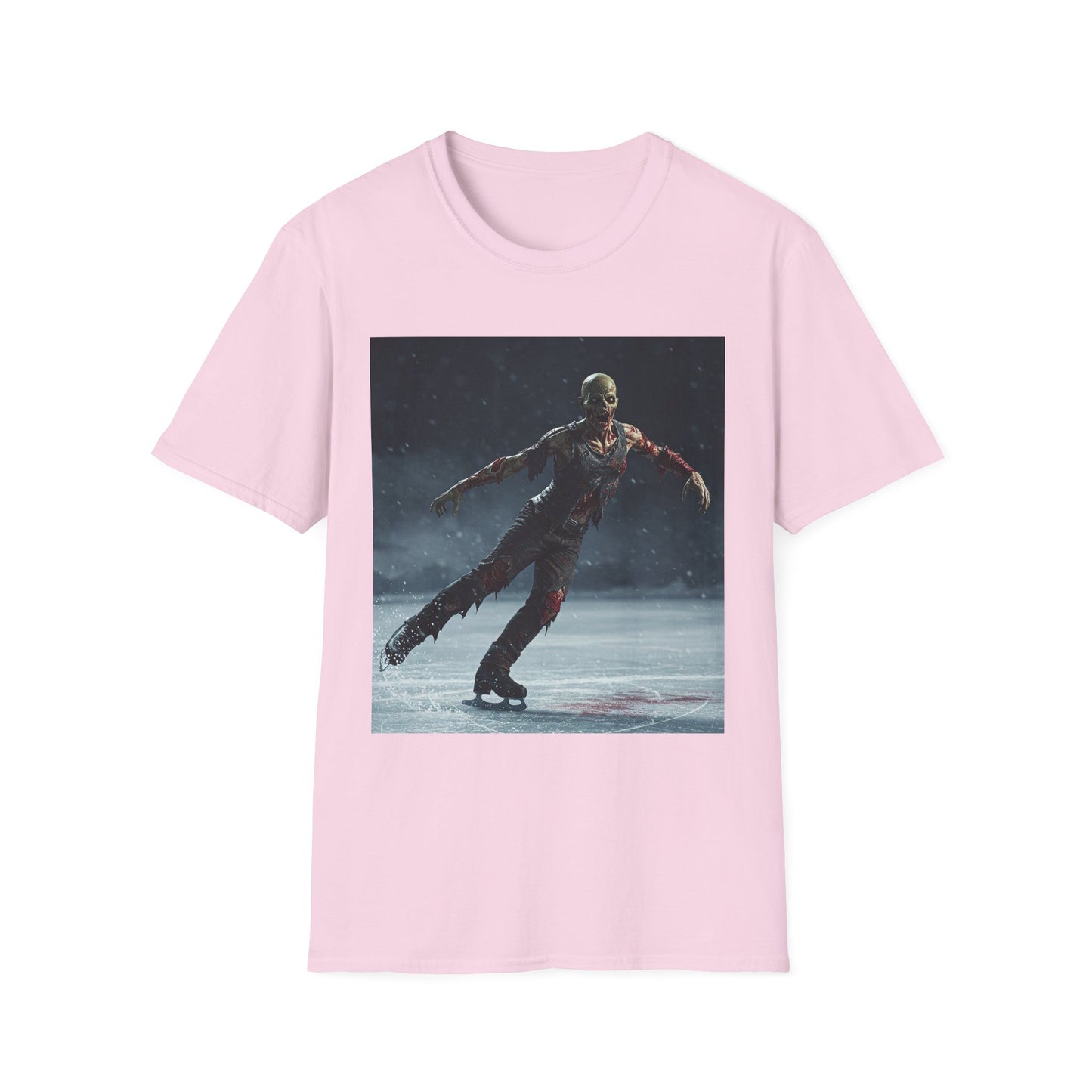 Chilling Thriller Unisex Softstyle T-Shirt - Ice Skating Horror Design