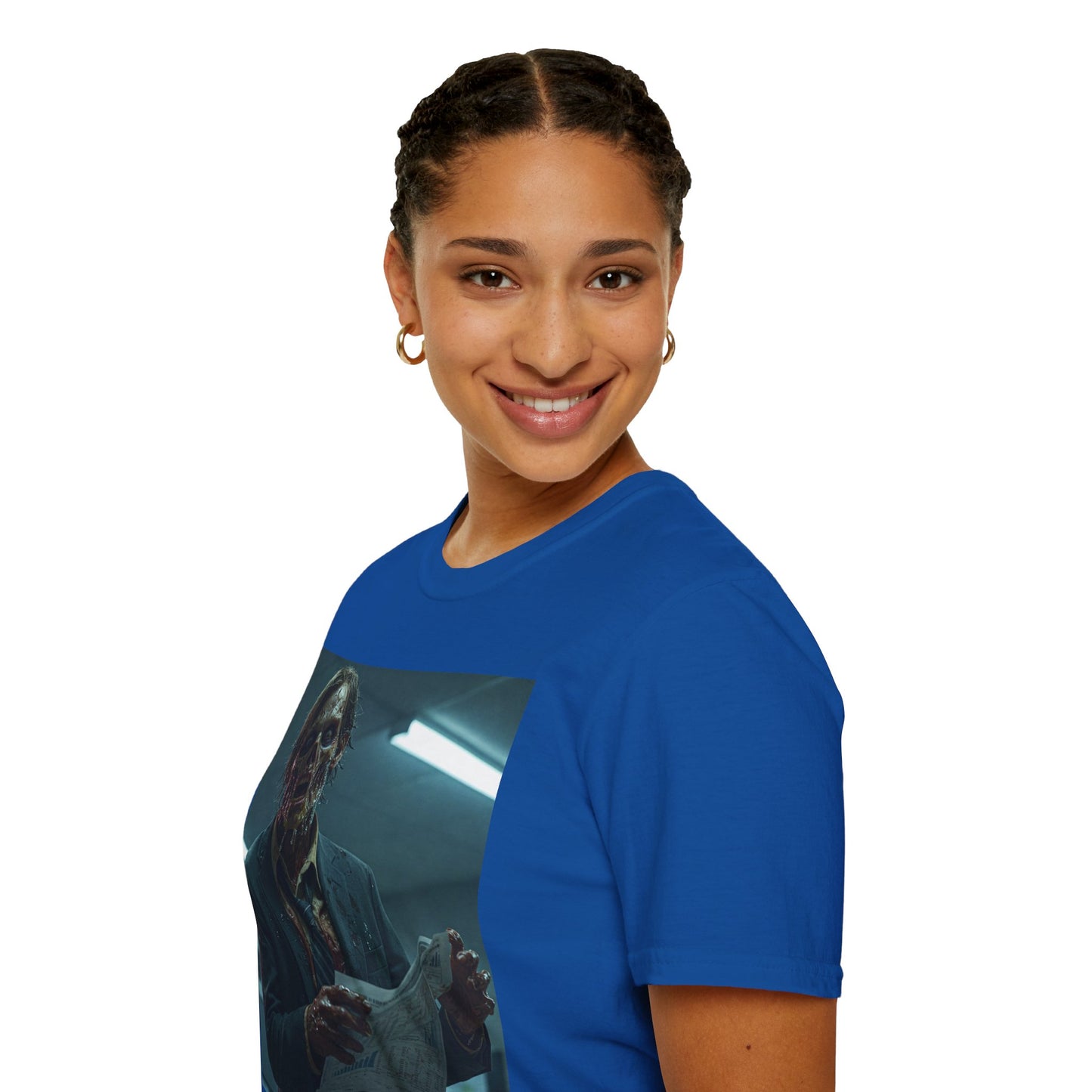 Zombie Horror Unisex Softstyle T-Shirt - Spooky Graphic Tee for Halloween and Horror Lovers
