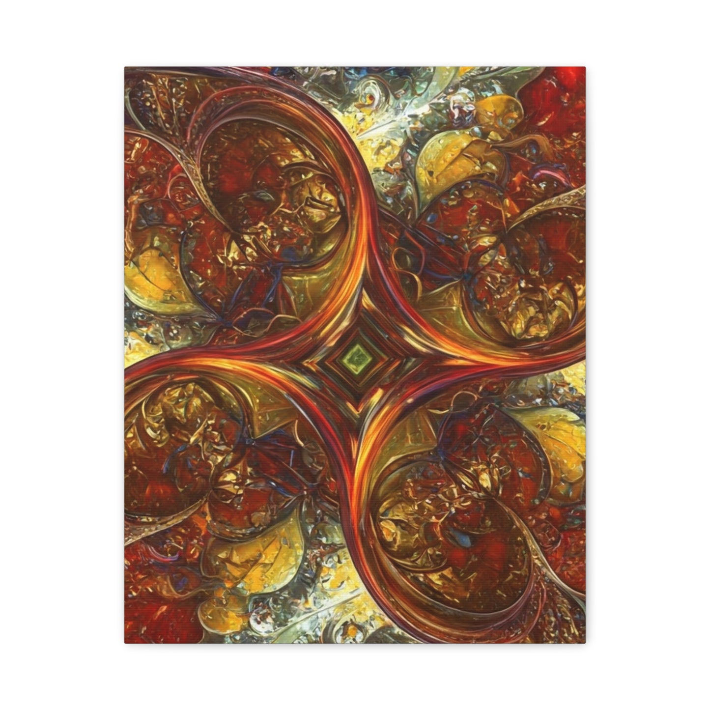Abstract Art Matte Canvas Wall Decor - Vibrant Fractal Design, Colorful Home Accent